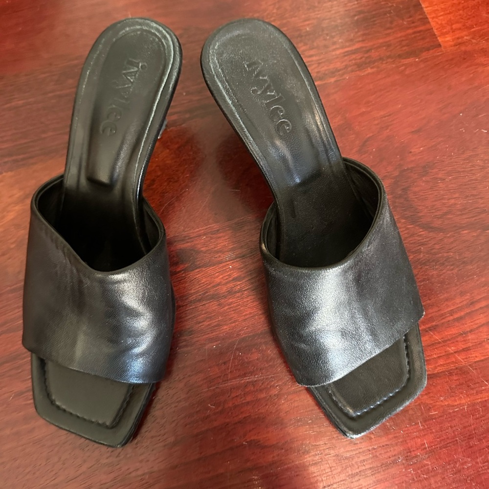 Women's Black Slide Soft Leather Sandals